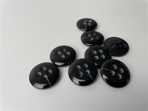 knap - sort og blank, 17 mm